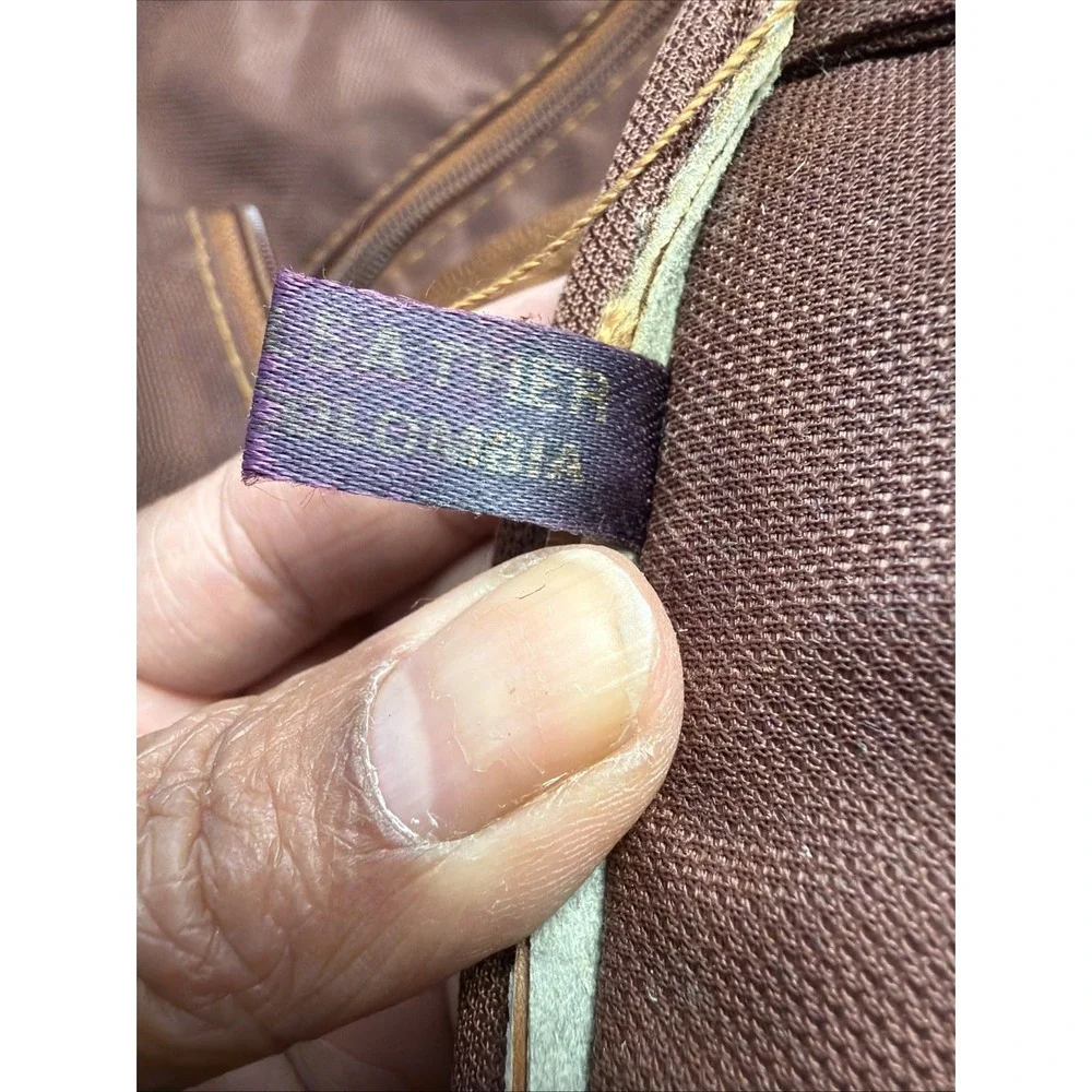 Vintage 100% Leather Garment Bag Brown Travel Suit Dress Luggage Bi-Fold